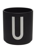 Black Porcelain Cups A-Z Black Design Letters