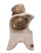 Wool Fullface W. Pom Pom Beige Mikk-line