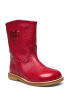 Boots - Flat - With Zipper Red ANGULUS