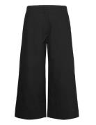 Cotton Suiting Cropped Wide Pants Black Ganni