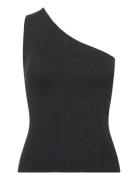 Slflura Lurex Shoulder Knit Top Black Selected Femme
