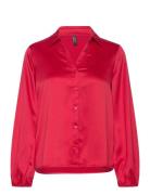 Vmmerle L/S V-Neck Top Wvn Exp Red Vero Moda