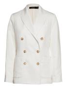 Double-Breasted Linen-Blend Twill Blazer White Lauren Ralph Lauren