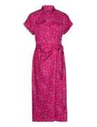 Geo-Print Shantung Tie-Waist Dress Pink Lauren Ralph Lauren