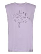 Cotton T-Shirt With Shoulderpads Purple Stella Nova