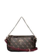 Noelle Dbl Pouch Crossbody Brown GUESS