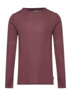 Wool T-Shirt Ls Burgundy Wheat