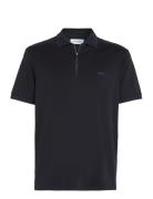 Smooth Cotton Welt Zip Polo Black Calvin Klein