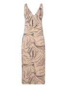 Surface Print Slip Dress Beige Calvin Klein