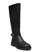 Hallee Tumbled Leather Tall Boot Black Lauren Ralph Lauren