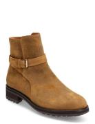 Bryson Waxed Suede Buckled Boot Beige Polo Ralph Lauren