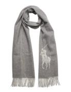 Big Pony Fringe Wool-Blend Scarf Grey Polo Ralph Lauren