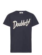 Ola Junior Script & Badge T-Shirt Navy Wood Wood