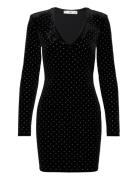 Rhinest S Velvet Dress Black Mango