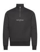 Embroid Half Zip Sweat Black Fred Perry