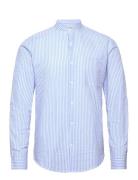 Seersucker Manderin Shirt L/S Blue Lindbergh