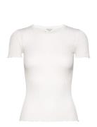 Silk Pointelle T-Shirt White Rosemunde