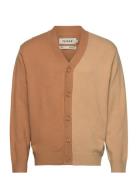 Colour Blocked Cardigan-Tan/Cream Beige Taikan