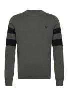 Tipped Sleeve Jumper Green Fred Perry