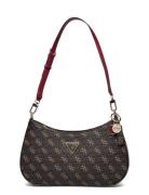 Noelle Top Zip Shoulder Bag Brown GUESS