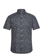 Leaf Printed Shirt S/S Navy Lindbergh