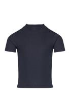 Cropped Mock Neck Rib T-Shirt Navy Tom Tailor