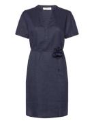 Linen Dress Navy Rosemunde