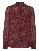 Paisley Georgette Tie-Neck Blouse Orange Lauren Ralph Lauren