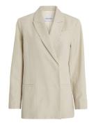 Linen Tailored Relaxed Blazer Beige Calvin Klein