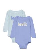 Levi's® Poster Logo Long Sleeve Bodysuit 2-Pack Blue Levi's