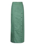 Washed Twill Long Skirt Green Cannari Concept