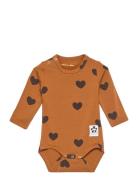 Basic Hearts Ls Body Tencel™ Brown Mini Rodini