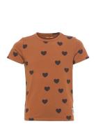 Basic Hearts Ss Tee Tencel™ Brown Mini Rodini