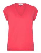 Cc Heart V-Neck T-Shirt Pink Coster Copenhagen