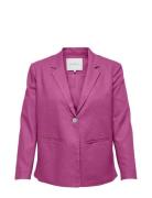 Carola-Caro L/S Linen Blazer Tlr Pink ONLY Carmakoma