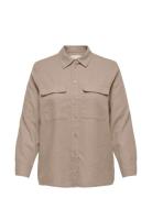 Carcaro L/S Ovs Linen Shirt Tlr Brown ONLY Carmakoma