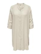 Cartokyo L/S Linen Blend Dress Wvn Cream ONLY Carmakoma