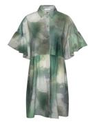 Clamecy Gathered Shirt Dress Aop&Solid Green Tamaris Apparel