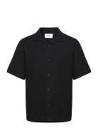 Didcot Ss Shirt Texture Wave Stripe Black Black Wax London