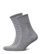 Th Women Sock 2P Small Stripe Grey Tommy Hilfiger