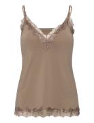 Rwbillie Sl Strap Lace Top Beige Rosemunde