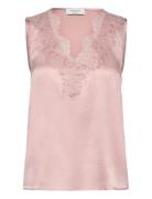 Silk Top W Lace Pink Rosemunde