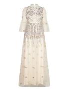 Nicolina Long Sleeved Lace Maxi Dress Cream Malina