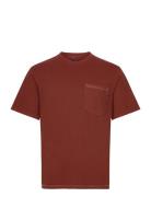 Contrast Stitch Pocket Tshirt Burgundy Superdry