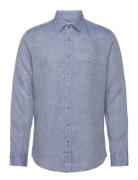 Linen Print Slim Shirt Blue Michael Kors