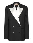 Blazer With Inserted Satin Lapel Black Stella Nova