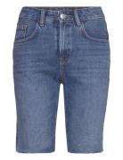 Denim Bermuda Shorts With Frayed Hem Blue Mango