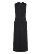 Midi-Dress With Draped Detail Black Mango