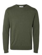 Slhberg Crew Neck Noos Green Selected Homme