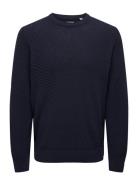 Onsfoster Life Reg 7 Struc Crew Knit Navy ONLY & SONS